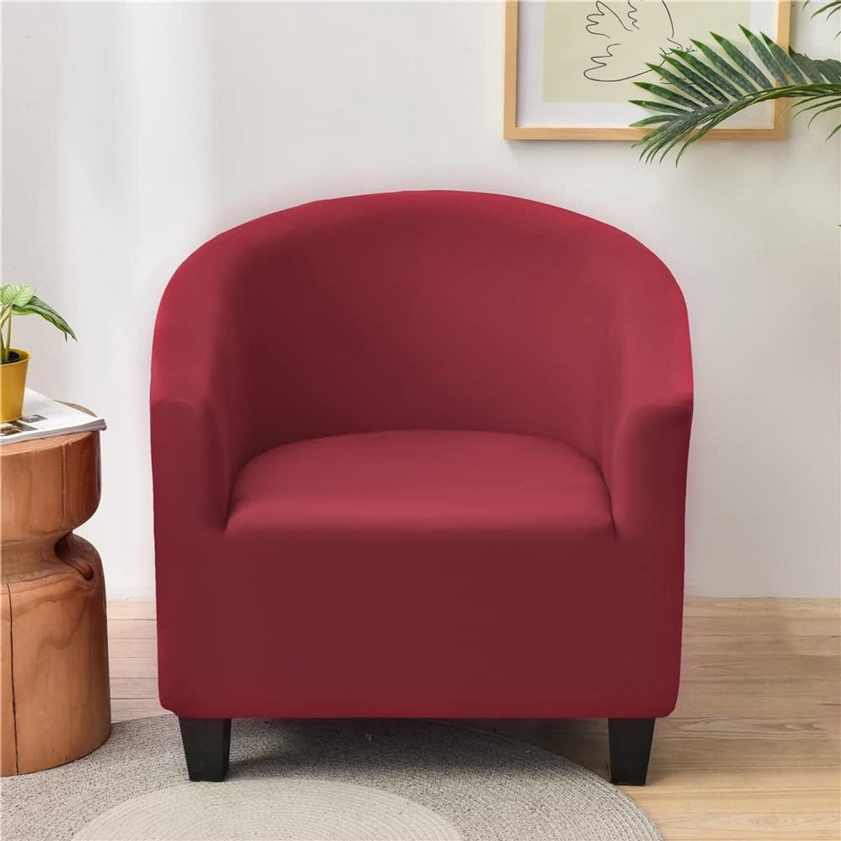 SnelShoppen Chesterfield Stretch Stoelhoes voor Armstoel - Rood - Polyester