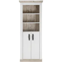 BAD-HOCHSCHRANK Pinie weiß, Oslo Pinie Landhaus, Badschrank, 65 x 200 cm