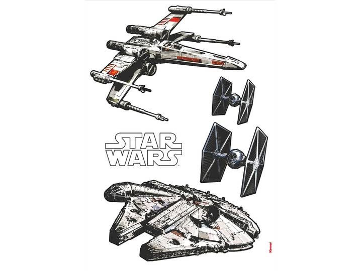 Wandtattoo KOMAR Star Wars Spaceships - Grösse 100 x 70 cm , schwarz-weiss (weiß, schwarz), B:100cm H:70cm, Folie, Wandtattoos, Wandtattoo, selbstklebend, Wandsticker, Kinderzimmer