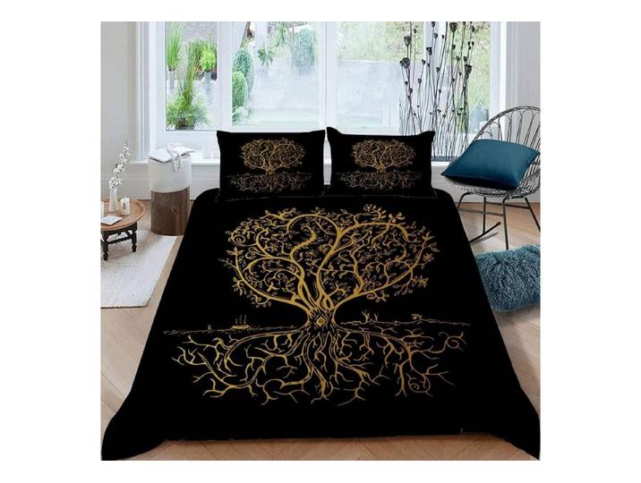 LuxusKollektion Kinderbettwäsche Bettwäsche Set 135x200 3D Goldener Baum Mikrofaser