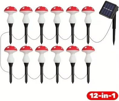 Inspire Curations Solar Mushroom Garden Lights 8 12 20 Head Outdoor Decor 12 In 1