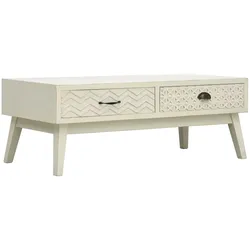 vidaXL Couchtisch mit 2 Schubladen Schnitzerei Grau 110x50x40 cm Holz