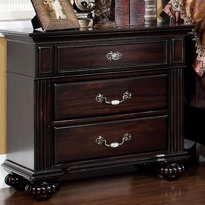 GREATPLANINC Traditional Solid Wood Nightstand, Living Room Sofa Side Table with Brass Handles Drawer, Decorative Table with Wooden Top