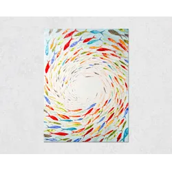 La Casa »bunter Fischschwarm Strudel« Ölbild handgemalt 90x120 cm