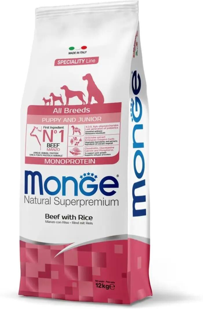 Kit Risparmio 2x12KG Monge Natural Superpremium Puppy e Junior Manzo 2X12KG