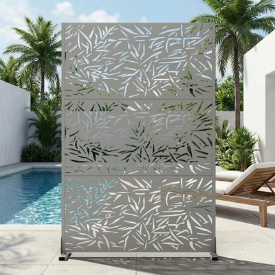 Dovelina Outdoor Privacy Screen Free Standing Bamboo Leaves