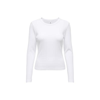 Longsleeve ONLY "Longsleeve NLVAL O-NECKT SWEAT 1er Pack", Damen, Gr. S, schwarz (weiß), Obermaterial: 95% Baumwolle CO. 5% Elasthan EL., Shirts