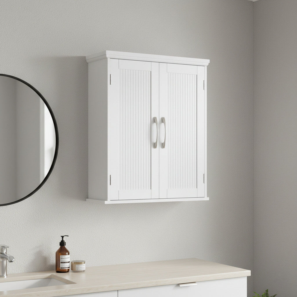 Rosalind Wheeler Norberto Removable Two-Door Wall Mounted Bathroom Cabinet White 60.9cm H X 51cm W X 17.7cm D