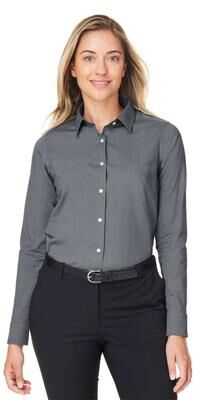 Devon & Jones DG505W Women's CrownLux Performance Spencer Poplin Dress Shirt in Graphite Grey size XS   Triblend