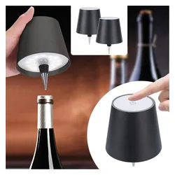 Casativo, Tischlampe, 2er-Set Akku Flaschenlampe, dimmbar, 3 Lichtfarben, schwarz