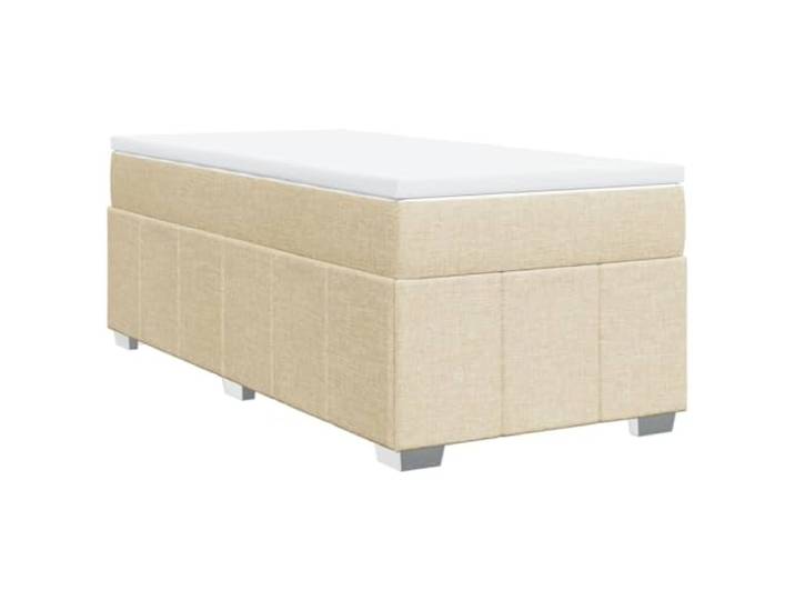 PUGYNBK Boxspringbett mit Matratze, Creme, 90 x 200 cm Weiches Polyestergewebe, Taschenfederkerne, Lattenrost, stabile Beine