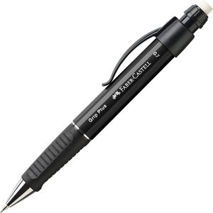Faber-Castell Druckbleistift Grip Plus, schwarz, Kunststoff, B, mit Radiergummi, Strichbreite 0,7 mm