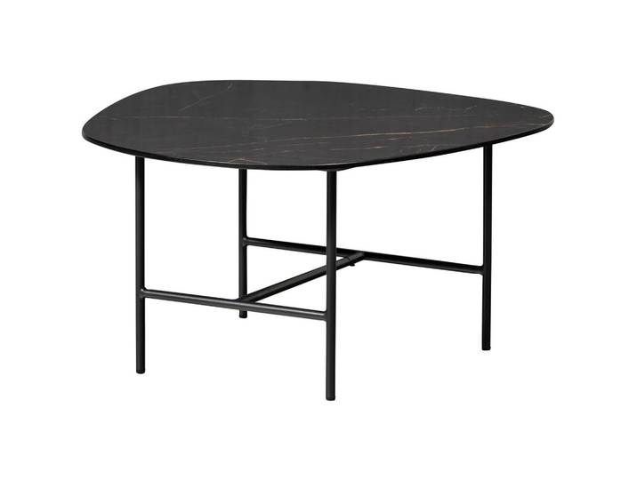 Livetastic Couchtisch Vajen, Schwarz, Metall, Keramik, Marmoroptik, organisch, Rundrohr, 70x38x70 cm, Wohnzimmer, Wohnzimmertische, Couchtische, Couchtische Marmoroptik