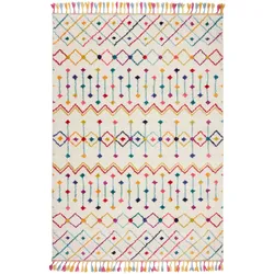 Moderner Berber-Teppich mit Fransen `Arun Gina` . 200x290 cm | Kadima Design