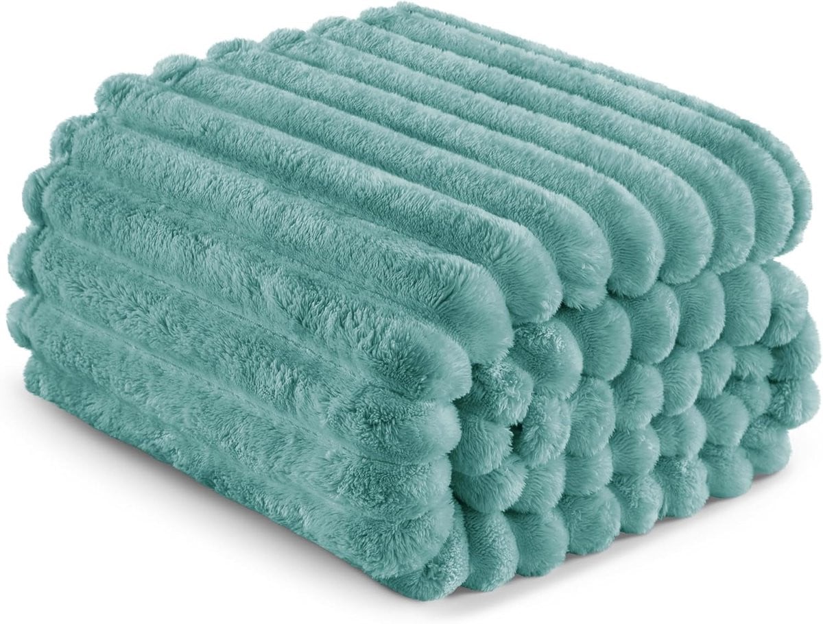 Zachte Fleece Deken Plaid Warmtedeken Celadon