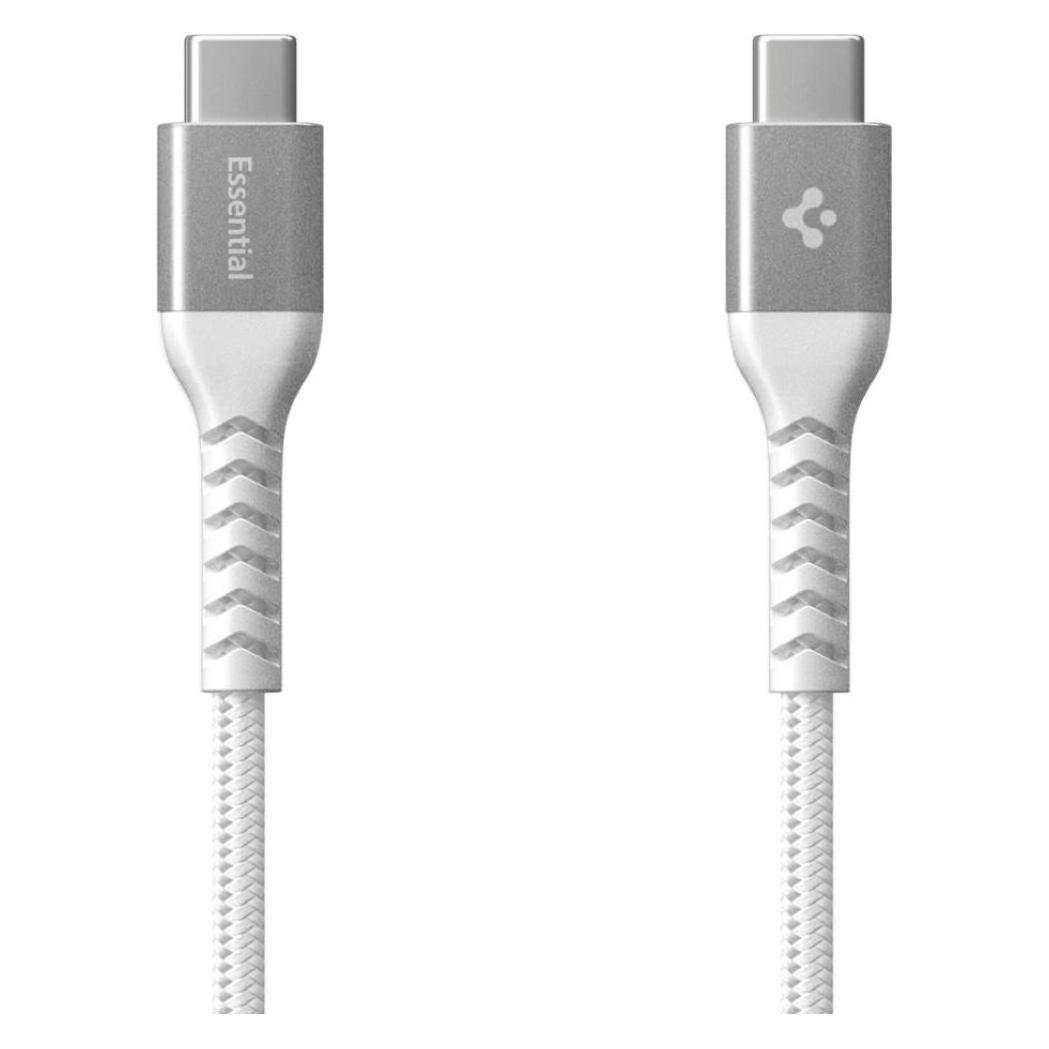 Spigen Essential USB C auf USB C 100W Gewebekabel, weiss EB10010CCA (1 m, USB 2.0, 100 W) (ACA11102)