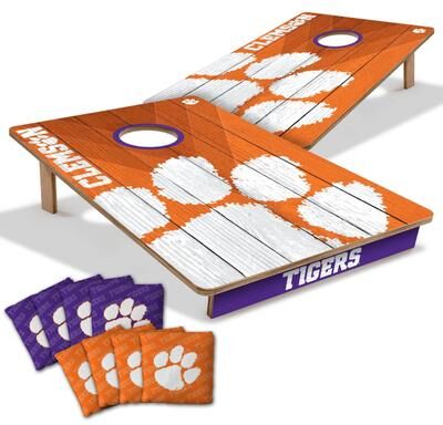Skip's Garage Clemson Tigers NCAA Tailgate Cornhole Board Set