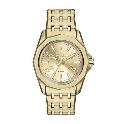 Quarzuhr DIESEL "Stinger 3-Hand", gold (gelbgoldfarben, gelbgoldfarben, gelbgoldfarben), Armbanduhren, Herren, gelbgoldfarben, Quarzuhr, Armbanduhr, Herrenuhr, Edelstahlarmband, analog