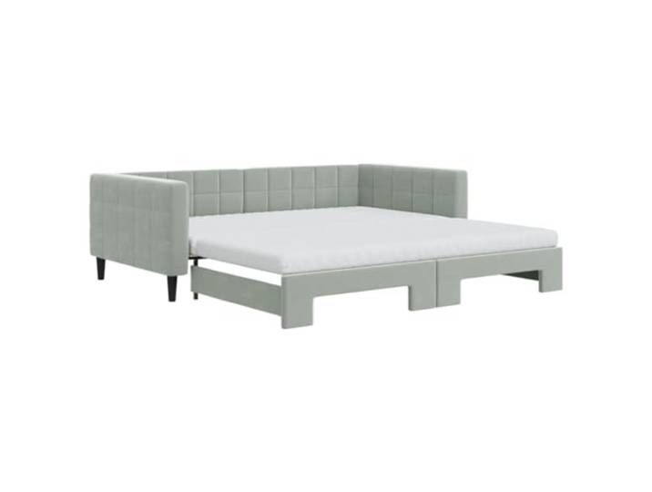 PUGYNBK Schlafsofa Nido 100 x 200 cm, Hellgrau Weicher Samt, Holz- und Metallstruktur, 2 Schaumstoffmatratzen, modernes Design
