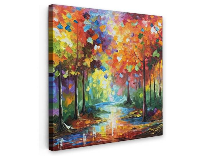LEINWANDBILD Landschaft - Wald - Farben - Natur Wandbild Wohnzimmer 50x50 cm