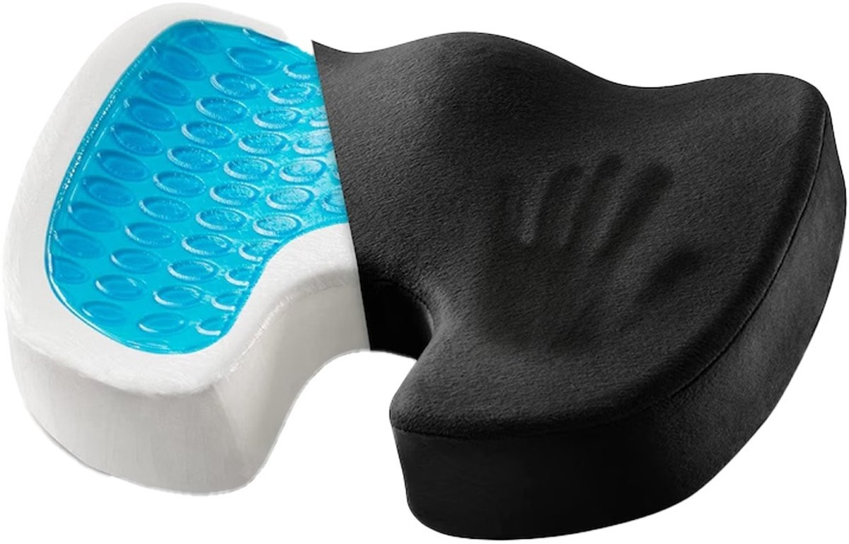 EXCITAT Stuitkussen van traagschuim - Orthopedisch en ergonomisch wigkussen voor de auto, bureaustoel of thuiswerkplek