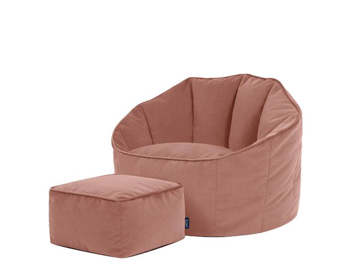icon Sitzsack-Sessel Sirena mit Hocker, Pink, 180 L, Zylindrisch, 77x64x74 cm, Wohnzimmer, Sessel, Sitzsäcke, XXL Sitzsäcke