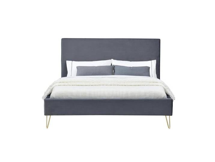 Riverside Lit 140 Velours Gris & laiton