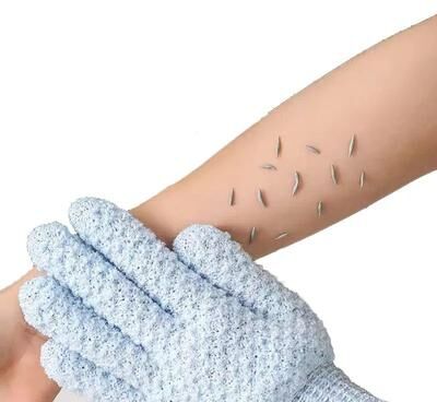 Uplift Treasures Exfoliating Bath Foam Glove For Deep Cleaning & Peeling Shower Washcloth blue (1 Pc)