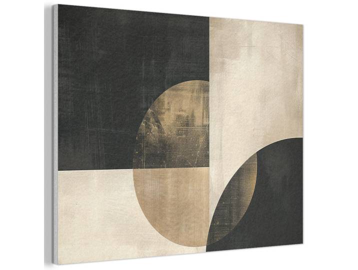 MuchoWow Akustikbild - Abstrakt - Geometrische Formen - Schwarz - Gold - 100x70, Ecru, Kunststoff, Rechteckig, 100x70x0.9 cm, Wandverkleidung, Akustikpaneele