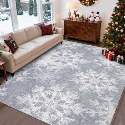 Garvee Christmas Snowflakes Indoor Soft Area Rug