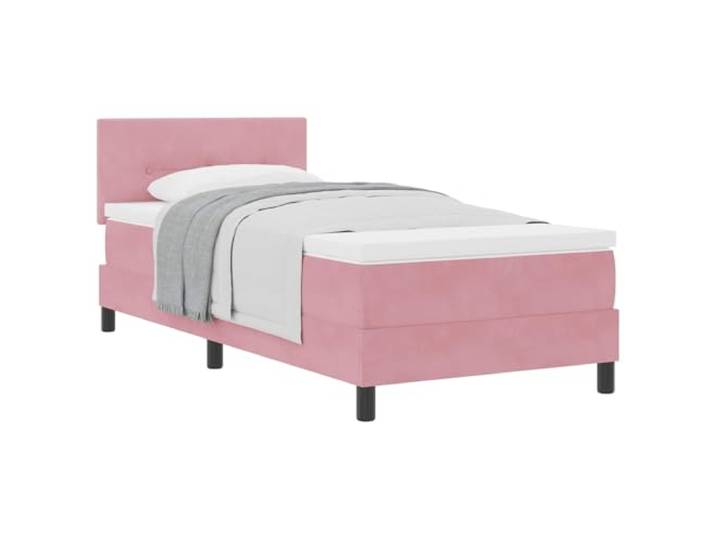 vidaXL Boxspringbett mit Kopfteil Rosa 90 x 190 cm Samt Klare Linien und minimaler Schmuck, Kopfteil mit 2 Höhenoptionen, Ausgewogen, für alle Positionen geeignet