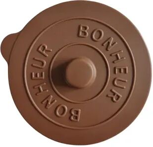 KitchenNation Simple Solid Color Concave Embossed Letter Silicone Rubber Lid, Creative Water Cup Dust Cup Lid, Round Cold Mug Lid coffee Color