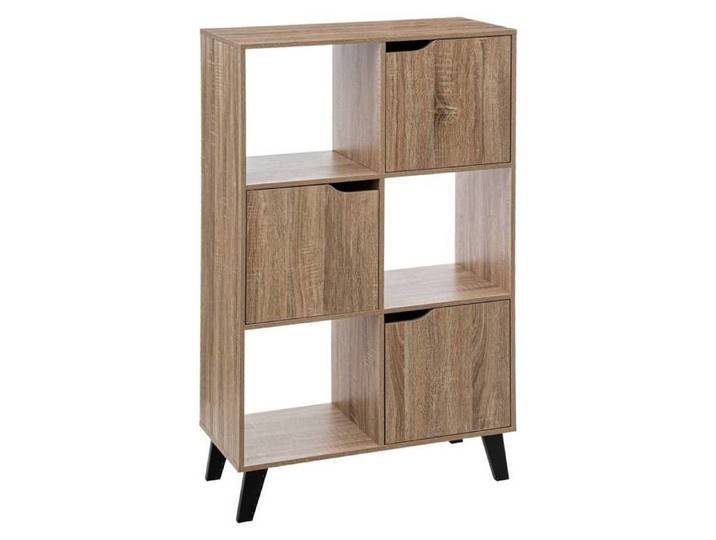 Étagère 6 cases porte  Ceda  effet bois naturel