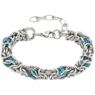 Edelstahlarmband BRUNO BANANI "Schmuck", blau (edelstahlfarben, türkis, türkis), Armbänder, Damen, 25,5cm, Edelstahl, Edelstahlarmband, mit Glasstein