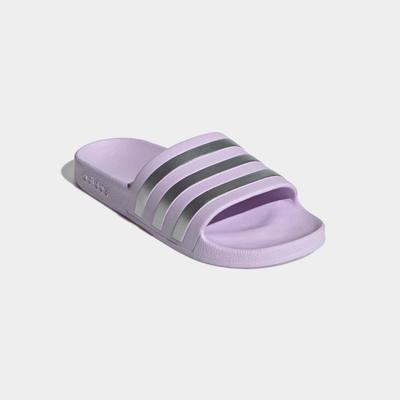 Badesandale ADIDAS SPORTSWEAR "AQUA ADILETTE", Damen, Gr. 37, lila (ice lavender, matte silber, matte silber), Synthetik, Schuhe, Badelatschen