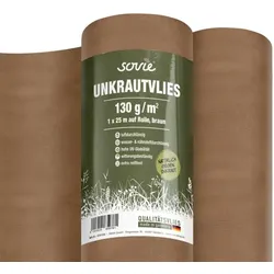 Sovie Unkrautvlies-Rollen in Braun aus PP-Spinnvlies 130g/m2, 1 m x 25 m, 1 Stück - Gartenvlies