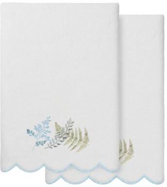 Authentic Hotel and Spa 100% Turkish Cotton FERN TOSS Scallop Embellished Towel Collection.