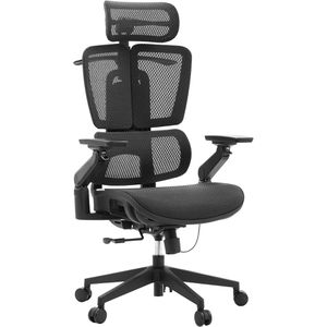 hJh-OFFICE Bürostuhl ERGO U2 PRO3, schwarz, Netz, mit Kopfstütze, belastbar bis 120 kg