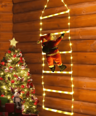 Inspire Curations Santa Climbing Ladder LED Lights Christmas Window & Wall Decoration 1.5m Warm