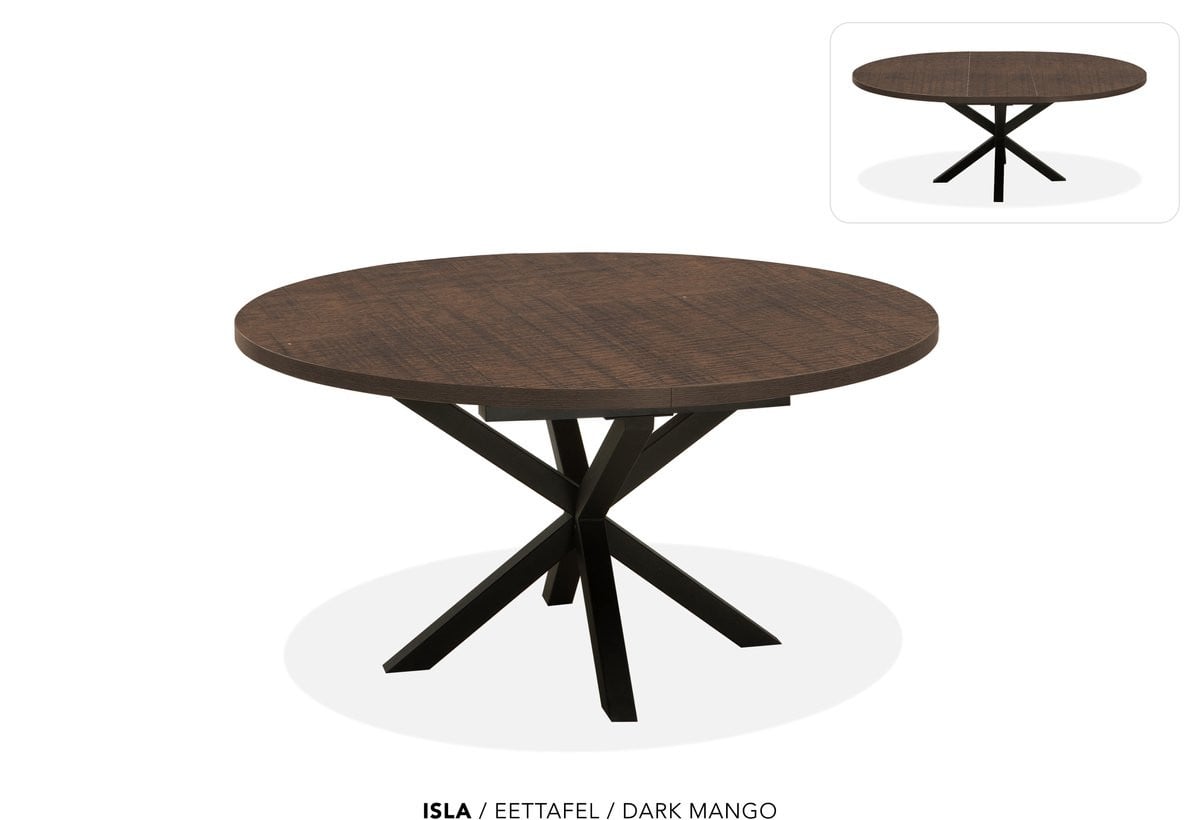 Maxfurn Ronde uitschuifbare tafel in Dark Mango