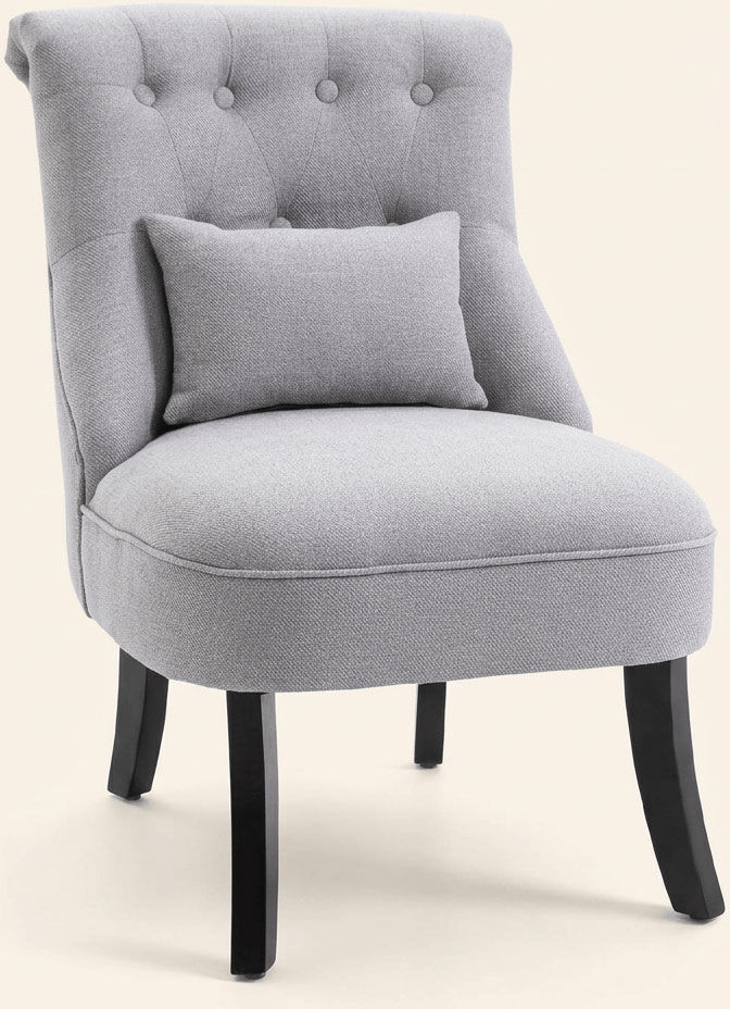 dechome 8337d7gy Poltrona Vintage In Tessuto Effetto Lino Dimensioni 52,5x69x77 Colore Grigio Chiaro