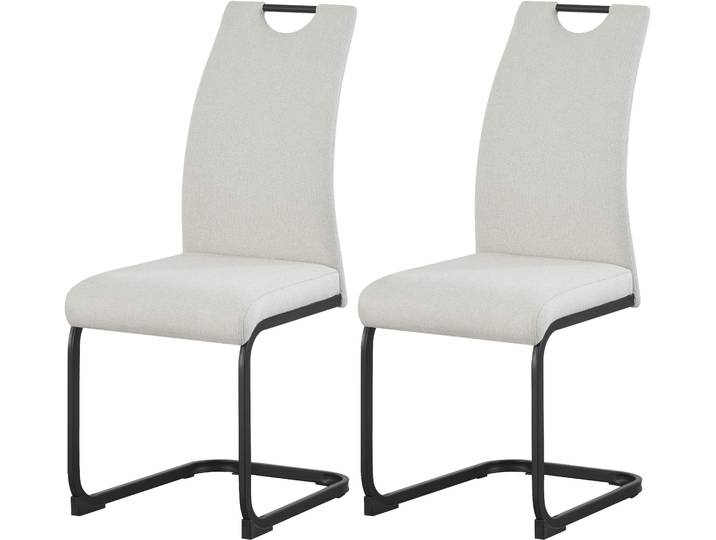 Esszimmerstuhl HOME AFFAIRE KANATA, 2er Set, mit Metallgestell in matt schwarz , beige (schwarz matt, pulverbeschichtet, creme), B:43cm H:98cm T:59cm, Metall, Polyester, Stühle, Esszimmerstuhl, in verschiedenen Farben, Belsatbarkeit pro Stuhl 120 kg, mit Griffloch