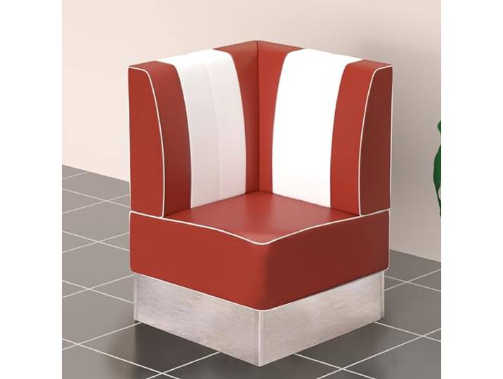 GGMMÖBEL American 3 Diner Eckbank B:H 64 x 103 cm Gestreift Rot Leder American Diner Möbel, American Dinerbank