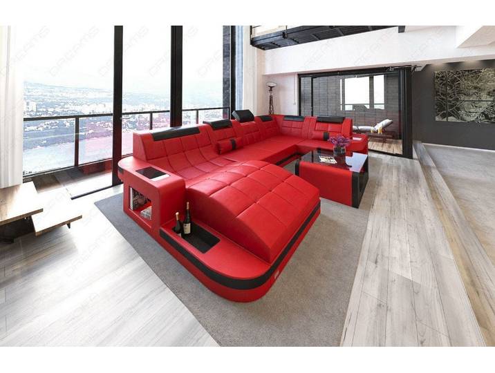 Designsofa Relax Wave U-Form aus Leder
