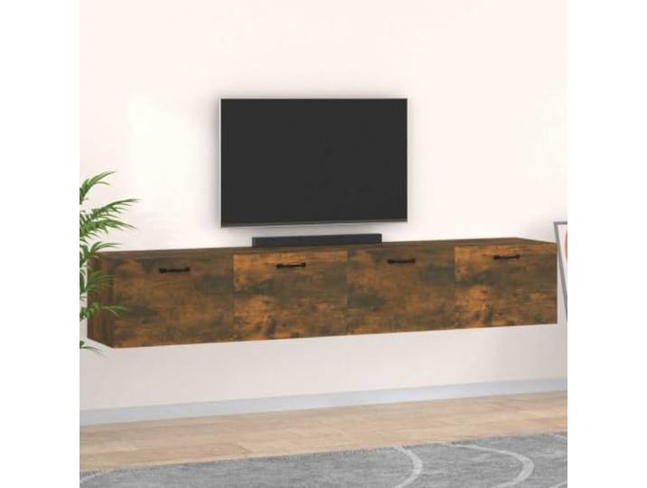 Xolmizyn 2 Hängeschränke Wandmontage Räuchereiche Regal Wohnzimmer Platzsparendes Design, Robuster Holzwerkstoff, Vielseitige Stauraummöglichkeiten