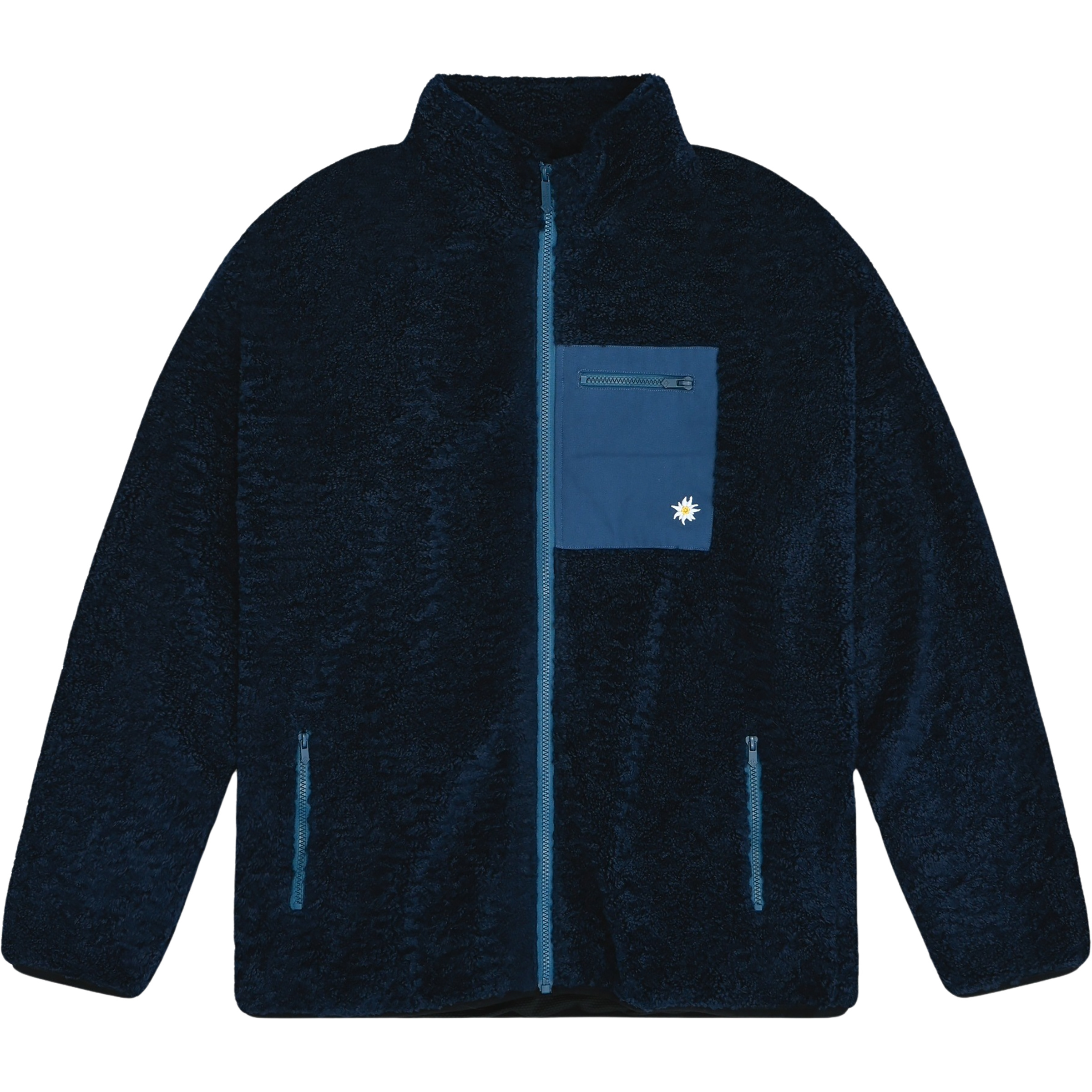 Bavarian Caps Edelweiß Sherpa Herren Fleecejacke schwarz Größe XL Lifestyle Elastisch
