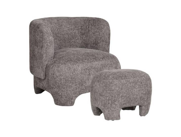 House Nordic Relaxsessel Nazare Sessel mit Pouf grau.