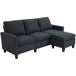HOMCOM Ecksofa Couchgarnitur mit wendbarer Chaiselongue Dunkelgrau