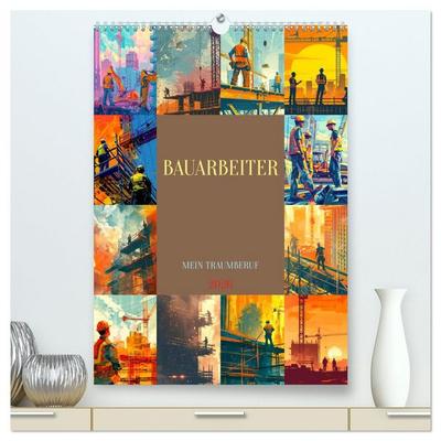 Bauarbeiter - Mein Traumberuf (hochwertiger Premium Wandkalender 2026 DIN A2 hoch), Kunstdruck in Hochglanz
