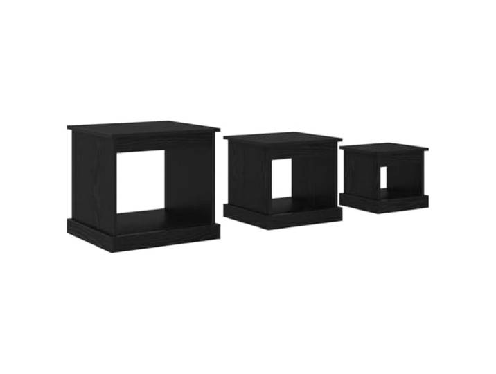 Favemtsl 3er Set Beistelltisch Schwarz Eichen-Optik Holzwerkstoff Platzsparendes Nesting-Design für Wohnzimmer und Schlafzimmer, robust verarbeitet mit praktischer Ablagefläche.